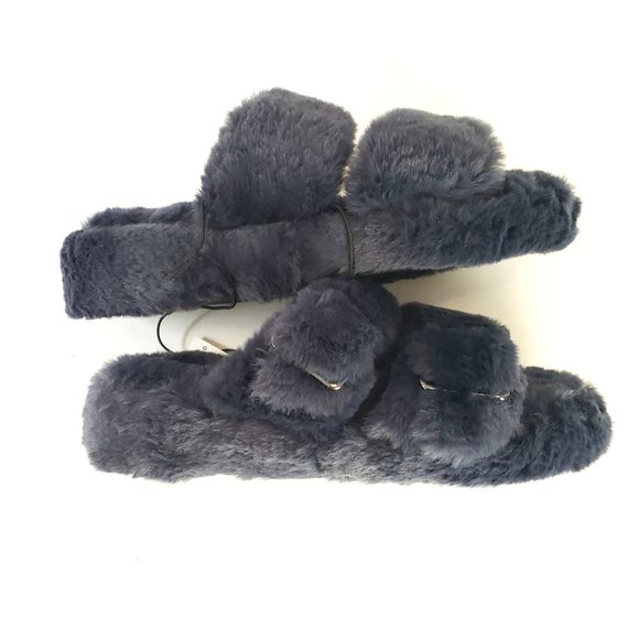 Torrid Slip On Fuzzy Slippers Double Band Faux Fur House Shoes Size 8 - Picture 6 of 13